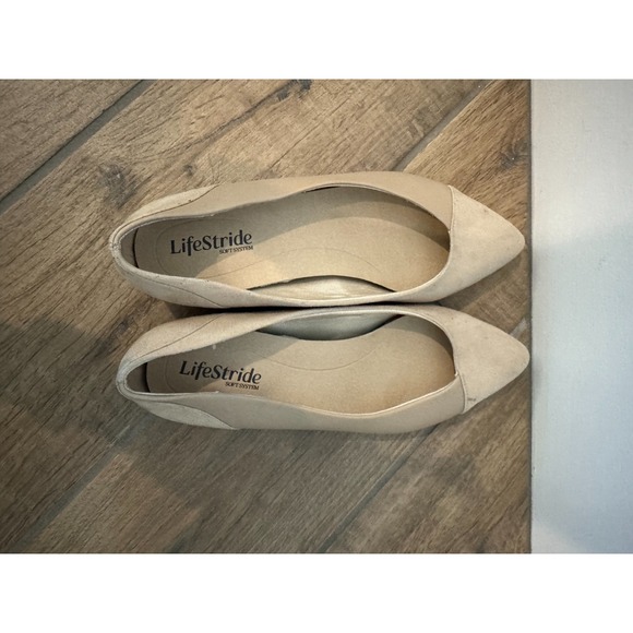 LifeStride Promise Womens 8.5 M Flats Platino Gold Pointed Toe Slip On Ballet - Picture 5 of 7